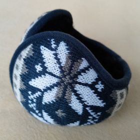 Winter Earmuffs Men's New Warm Earmuffs Women's Wearable Plush Earmuffs (colour: Grey blue jacquard wool)