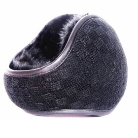 Winter Earmuffs Men's New Warm Earmuffs Women's Wearable Plush Earmuffs (colour: Black wool square)