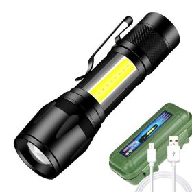 Mini Torch Rechargeable Flashlight (Emitting Color: Flashlight with Box)